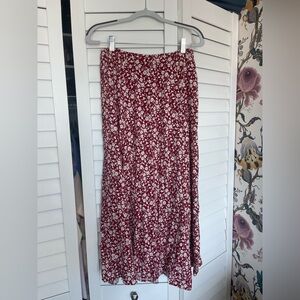 Reformation Burgundy Floral Maxi Skirt